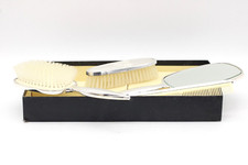 Set 4 pettini set trucco specchio a mano 3 spazzole motivo floreale argento vintage