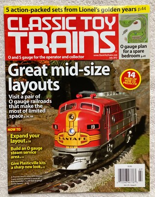 #ad CLASSIC TOY TRAINS magazine JULY 2012 Dogbone Layout Build Steam Servicing $3.95