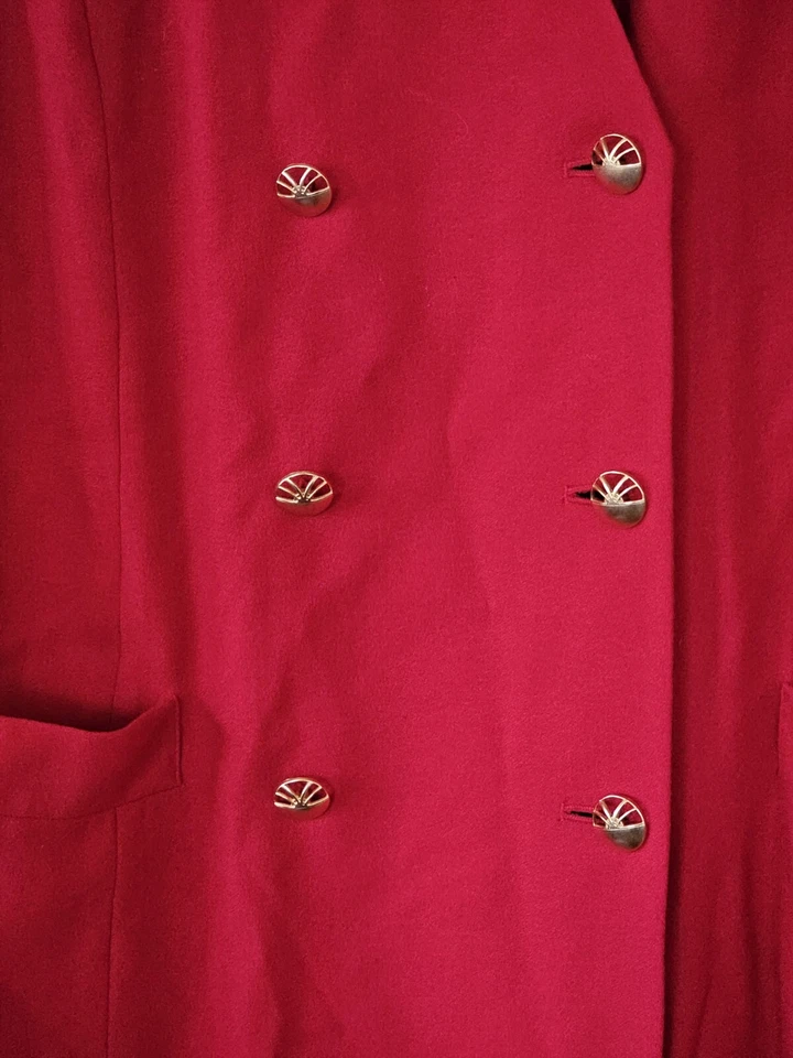 Kasper II For ASL Women’s Trench Coat Dress Size 20 Red Long Sleeve - Image 2 of 4