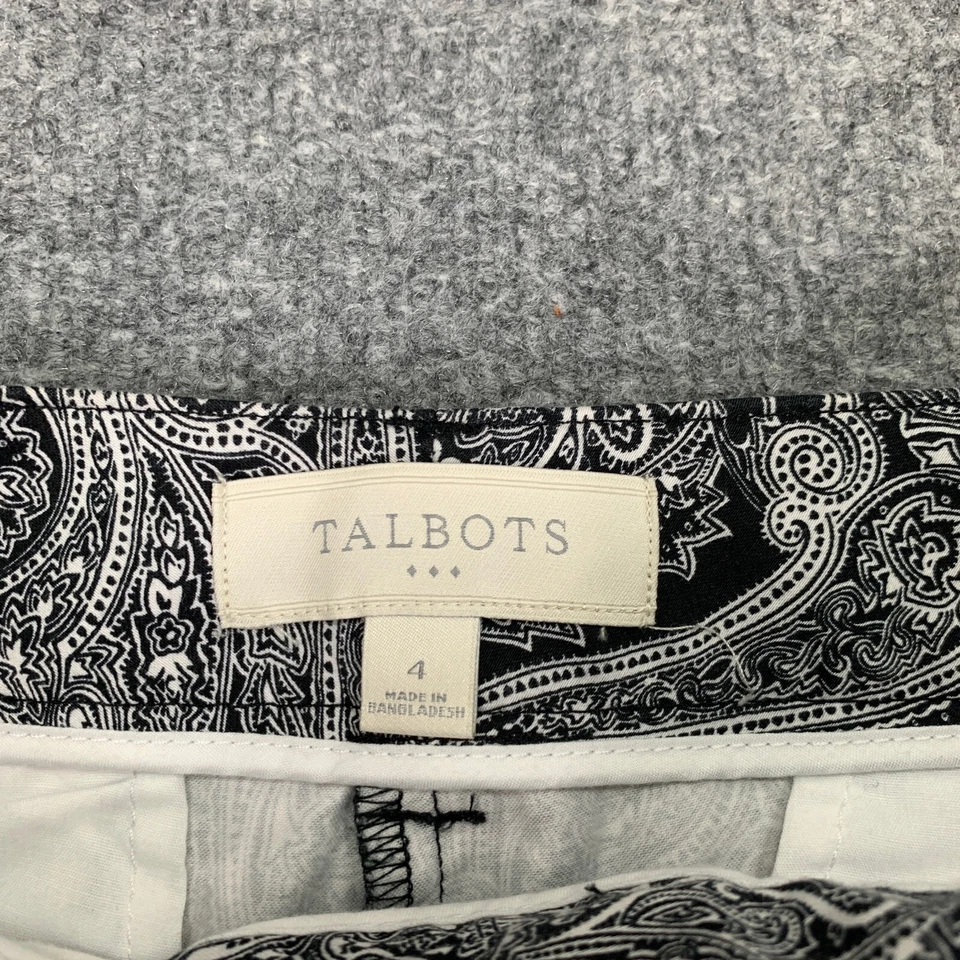 Pantalones Cortos Talbots Para Mujer 4 Negros Blancos Paisley Mezcla de Algodón Elastizados Pull On Bolsillos Foto 4 de 4