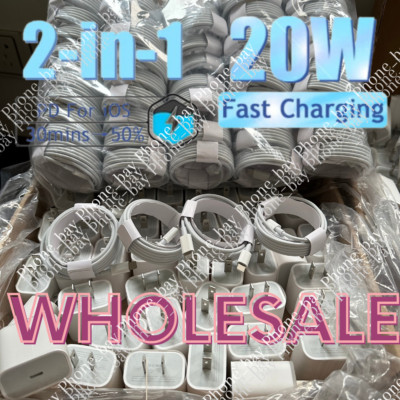 Bulk Lot For iPhone 14 13 11 20W Power Adapter USB Type-C Fast Charger PD Cable