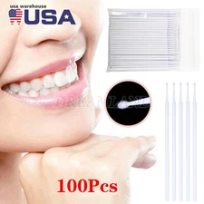 100pc Dental Micro Brush Disposable Materials Tooth Applicators Fine 1.5mm White