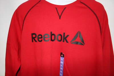 REEBOK  RED L/S CREWNECK SWEATSHIRT SZ: 2XL 2X XXL NWT