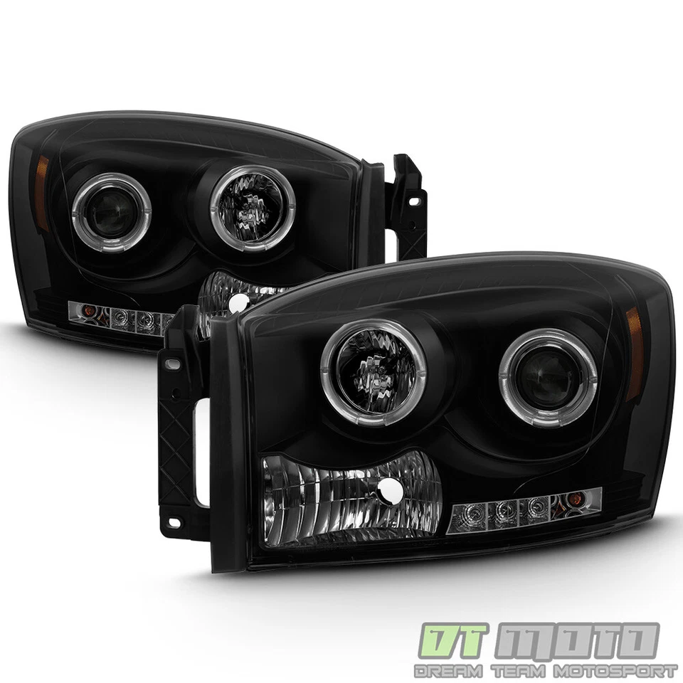 2006-2008 Dodge Ram 1500 2500 3500 LED Halo Projector Headlights 06-08 Headlamps - Image 3 of 4