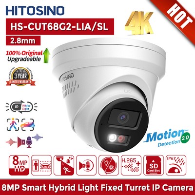 Hikvision Compatible 4K Hybrid Light Turret IP Camera 8MP ColorVu Two-Way Audio
