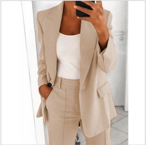 New Womens 2-piece Suit Set Long Sleeve Suit Pants Casual Business Size: S-5XL🔥 - Picture 26 of 39