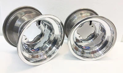 DWT Polished A5 Rolled Lip ATV Rear Wheel PAIR 10" 10x8 3+5 4/110 TRX 250R 450R - Bild 1 von 3