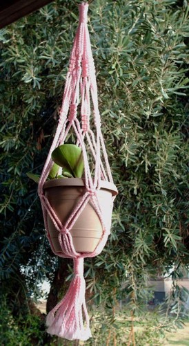 MACRAME PLANT HANGER 24 inch Vintage Style White - Choose Color  - Picture 15 of 18