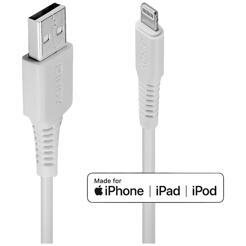 USB-кабель LINDY USB 2.0 USB-A Stecker, Apple Lightning Stecker 3,00 м Weiß 31328
