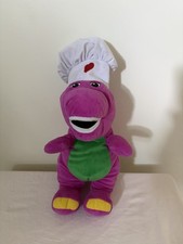 Fisher Price Barney The Dinosaur Plush 12" Chef Hat Cooking 2017 Mattel