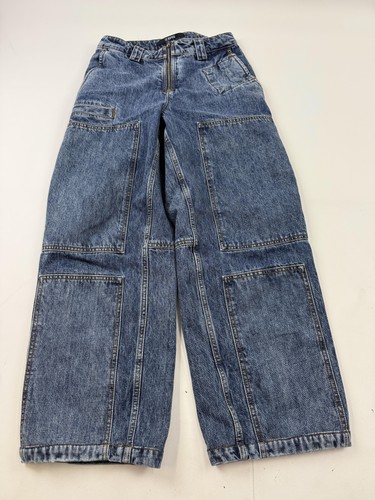 Jacquemus Jeans Mens 28 Blue High Rise Wide Leg Cargo Denim Le Raphia