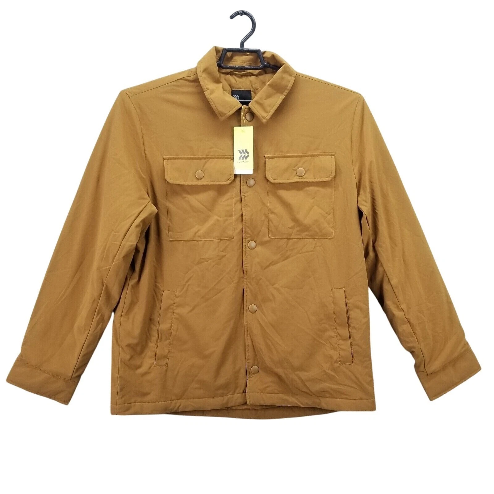 Mens All in Motion Brown Insulated Shirt Jacket Button Up Water Resistant Size L