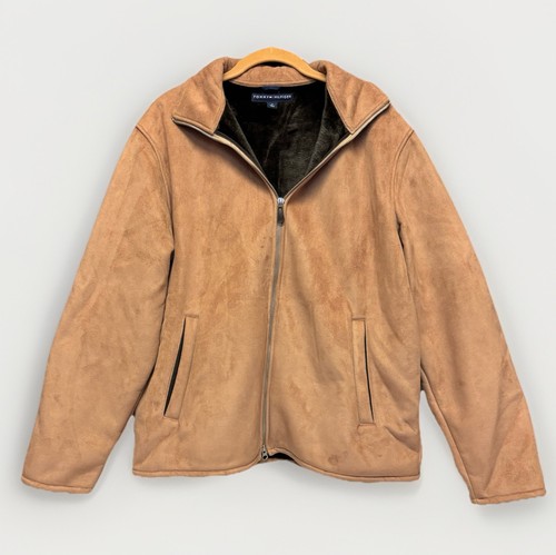 Tommy Hilfiger Microsuede Coat Jacket with Dark Brown Faux-Fur Lining #5619