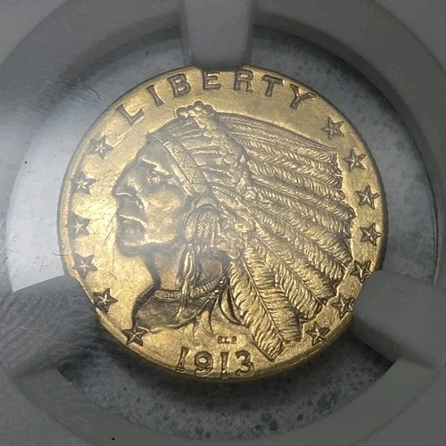 1913 $2.50 Indian Head Gold Coin NGC Certified AU 58 Philadelphia