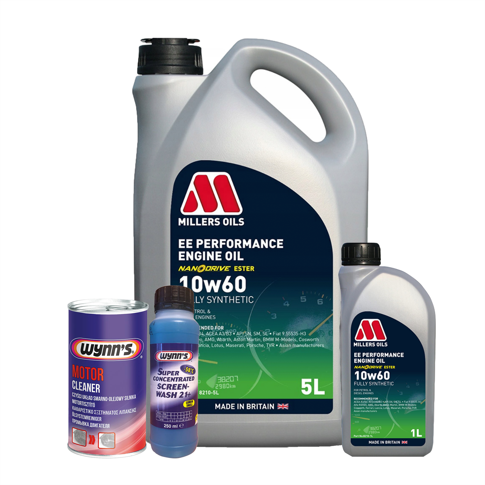 10W60 Fully Synthetic Engine Oil ACEA A3/B4 A3/B3 6L +Engine Flush & Screen Wash