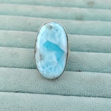 Natural Larimar Gemstone Ring 925 Sterling Silver Unique Style Gift Ring PG9415