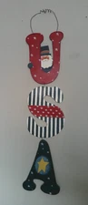 USA Hanging Door Letters with Uncle Sam Wood Decor 4th of JULY