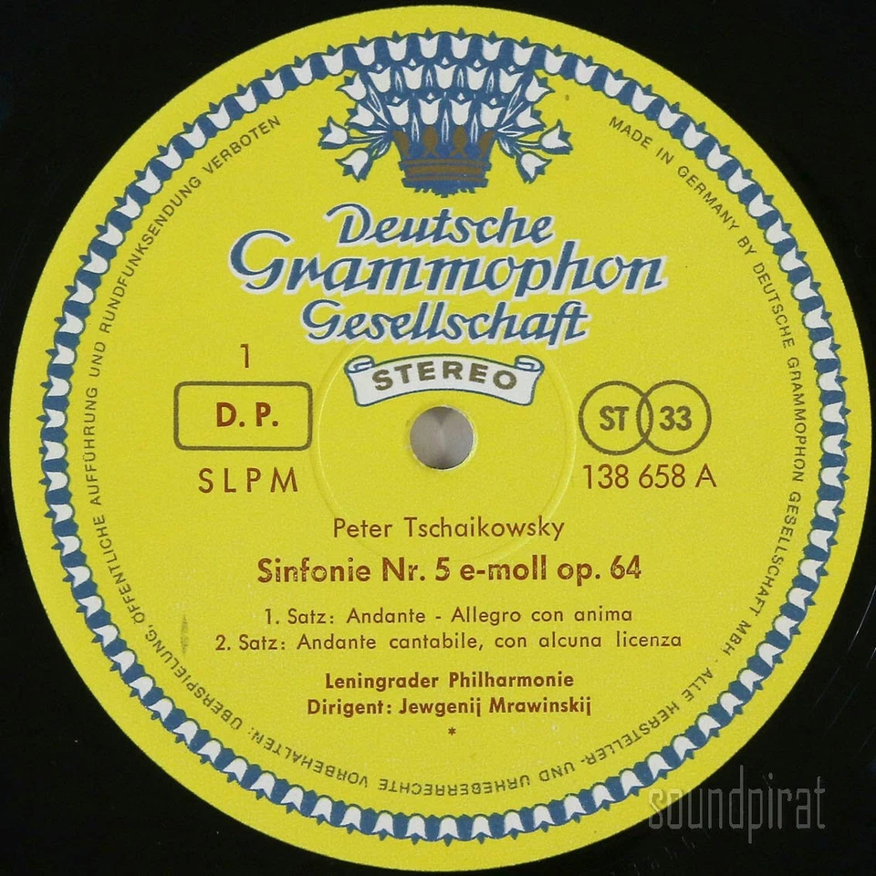 MRAVINSKY TCHAIKOVSKY SYMPHONY NO.5 DGG ED.1 RED STEREO TULIP SLPM 138658 NM - Image 3 of 3