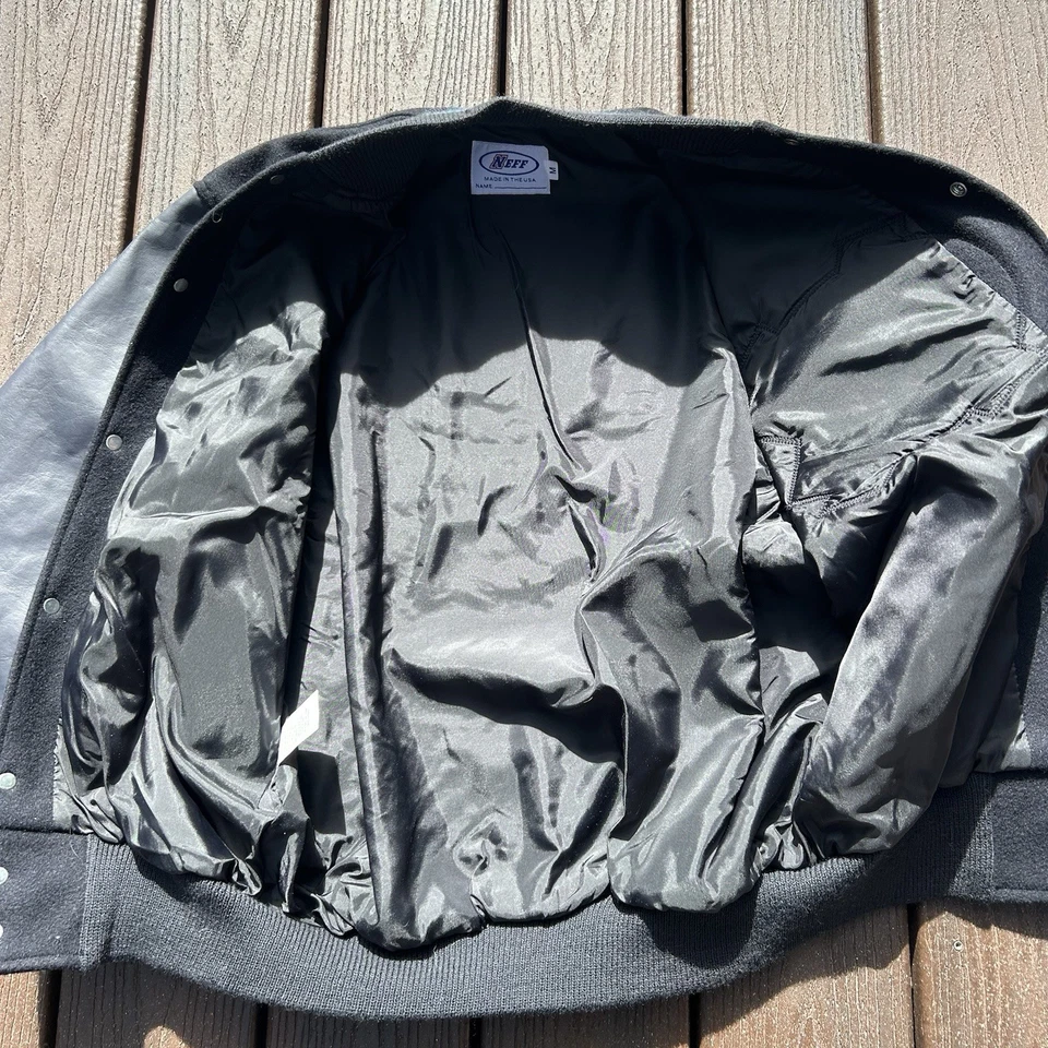 Chaqueta Universitaria Neff UNC De Colección Años 90 Lana y Cuero Para Hombre Mediana Hecha en EE. UU. Foto 4 de 4