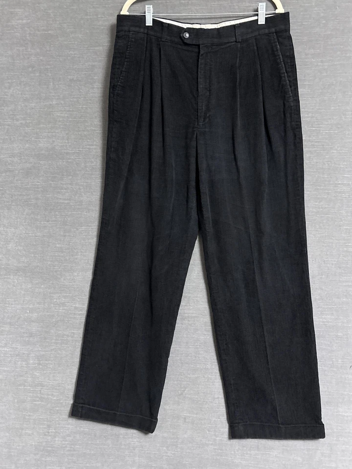 Pantalones Louis Raphael Vintage 36x31 Negro Pana Plisado Puños Años 90 y2k Otoño Foto 4 de 4