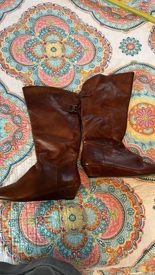 Steven by Steve Madden Incca wedge boots in cognac leather Size 9