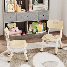 2 Pack Adjustable 3 Level Height Kids Anti-Slip Plastic Toddler Small Chair