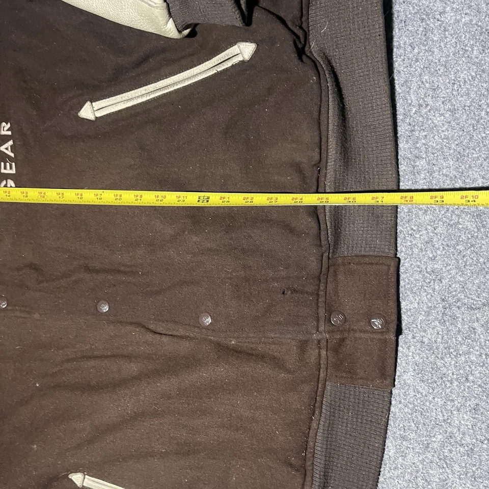 Al Wissam Leather Bomber Jacket Mens 6XL Wool Logo Baggy Hip Hop Oversized 90s - Image 3 of 4