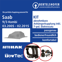 für Saab 9/3 Kombi Typ YS3F 03.2005-02.2015 AHK Abn +7Pol Spez. E-Satz NEU TOP