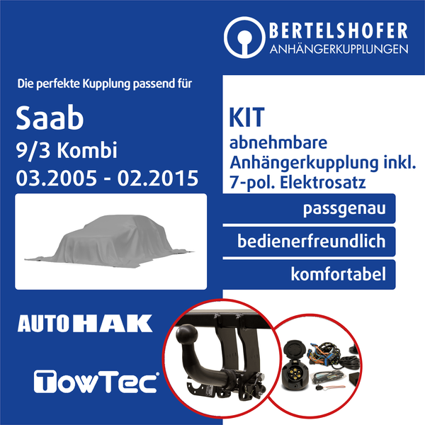für Saab 9/3 Kombi Typ YS3F 03.2005-02.2015 AHK Abn +7Pol Spez. E-Satz NEU TOP-image