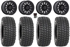 Fuel Cycle 15" Wheels Black +38mm 35" XCR350 Tires Kawasaki Mule Pro FXT  KRX