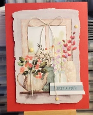 Stampin Up FARMHOUSE FLORALS * JUST A NOTE * CARD KIT- Makes 4, COUNTRY WINDOW