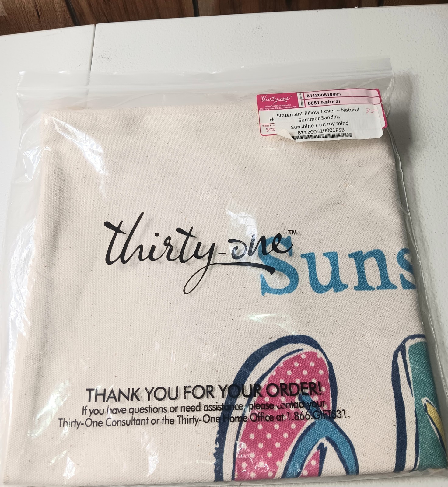 Thirty-One Sunshine On My Mind Statement Pillow Cover Case New Sandals