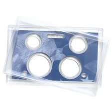 Empty Plastic Lens With Light Blue Insert Holds 4 Coins Dollar Half Dime Nickel