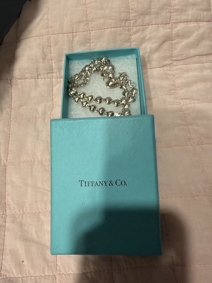 Tiffany & Co. T & Co. Sterling Silver 925 Chain Of Heart Links Necklace ...
