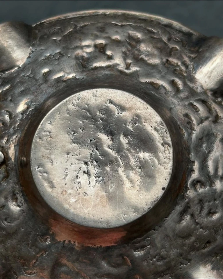 Raro Cenicero Antiguo Plateado Barroco Flamenco Finales 19-Principios XX Foto 2 de 4