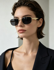 PRADA PRD51S Metal Sunglasses Gold Frame Dark Grey Lens Unisex 55-18-140