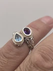 VINTAGE 18K YELLOW GOLD STERLING SILVER 925 BH AMETHYST TOPAZ RING SIZE 7