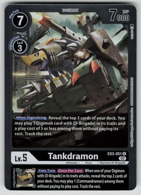 #ad Tankdramon Foil Rare Draconic Roar EX3 051 R NM $1.99