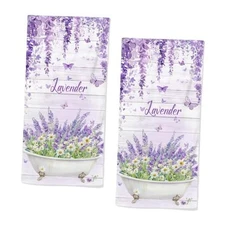 Lavender Hand Towels Set of 2 Lightweight Breathable Purple Floral Lavender 02