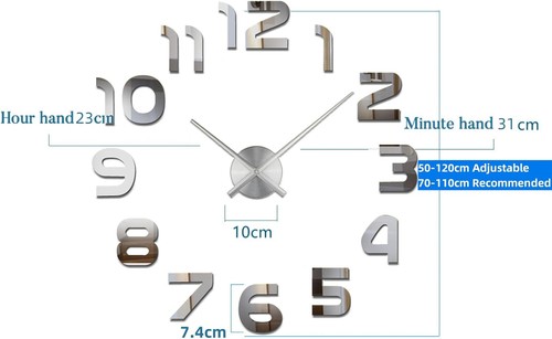 Yolistar Moderno Orologio Da Parete Fai Da Te, 3D Adesivo Orologio Parete Decora - Foto 3 di 6