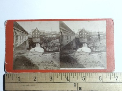 Stereoview Glen Falls Hudson River with Covered Bridge New York Antique c1870