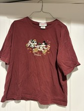 Rare Vintage Disneyland Resort XL Mickey Minnie Embroidered Fall Autumn T-Shirt