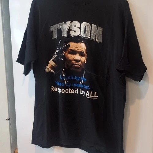 SierraTeeZ Vintage Mike Tyson Black Double-Sided Graphic Cre Vintage vintage concert t-shirt, vintage, single stitch, B+ condition