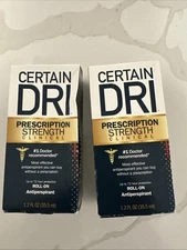 Certain Dri Clinical Strength Antiperspirant, Roll-On, 1.2 oz, LOT OF 2 Boxes
