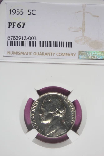 1955 NGC PF67 JEFFERSON NICKEL #B44916