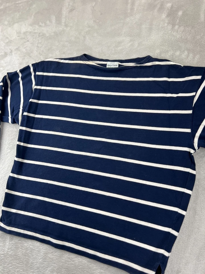 Camisa de manga larga a rayas United Colors Of Benetton para mujer pequeña azul marino ITALIA Foto 2 de 4