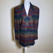 Womens Blazer Aztec Southwestern Multicolor Vintage 90s Casablanca Size 10