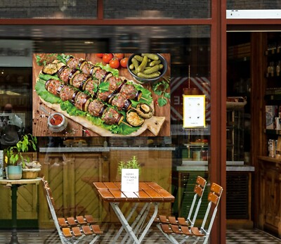 3D Grill Kebab Shop BBQ A1023 Window Stickers Vinyl Wallpaper Wall Murals Amy