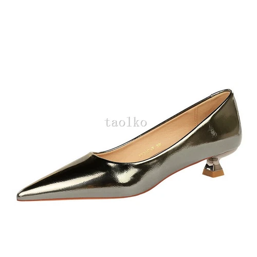 Scarpe da donna 3,5 cm tacco medio gattino punta decolte OL donna festa nuove - Foto 29 di 29