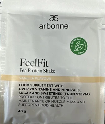 Arbonne FeelFit Pea Protein Shake 10 pack-Vanilla Flavour BBF 03/ 2024